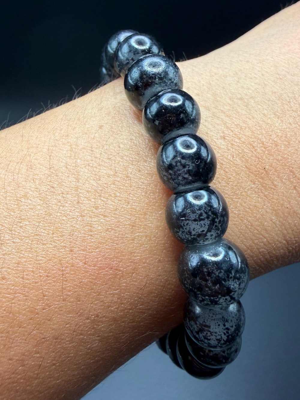 Black Obsidian Round Bead Stretch Bracelet Natural Stone Healing Crystal
